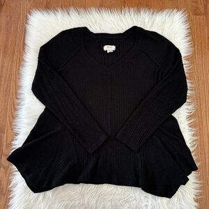 Maeve Anthropologie Waffleknit Top Women’s Small Thermal Black Flowy Long Sleeve